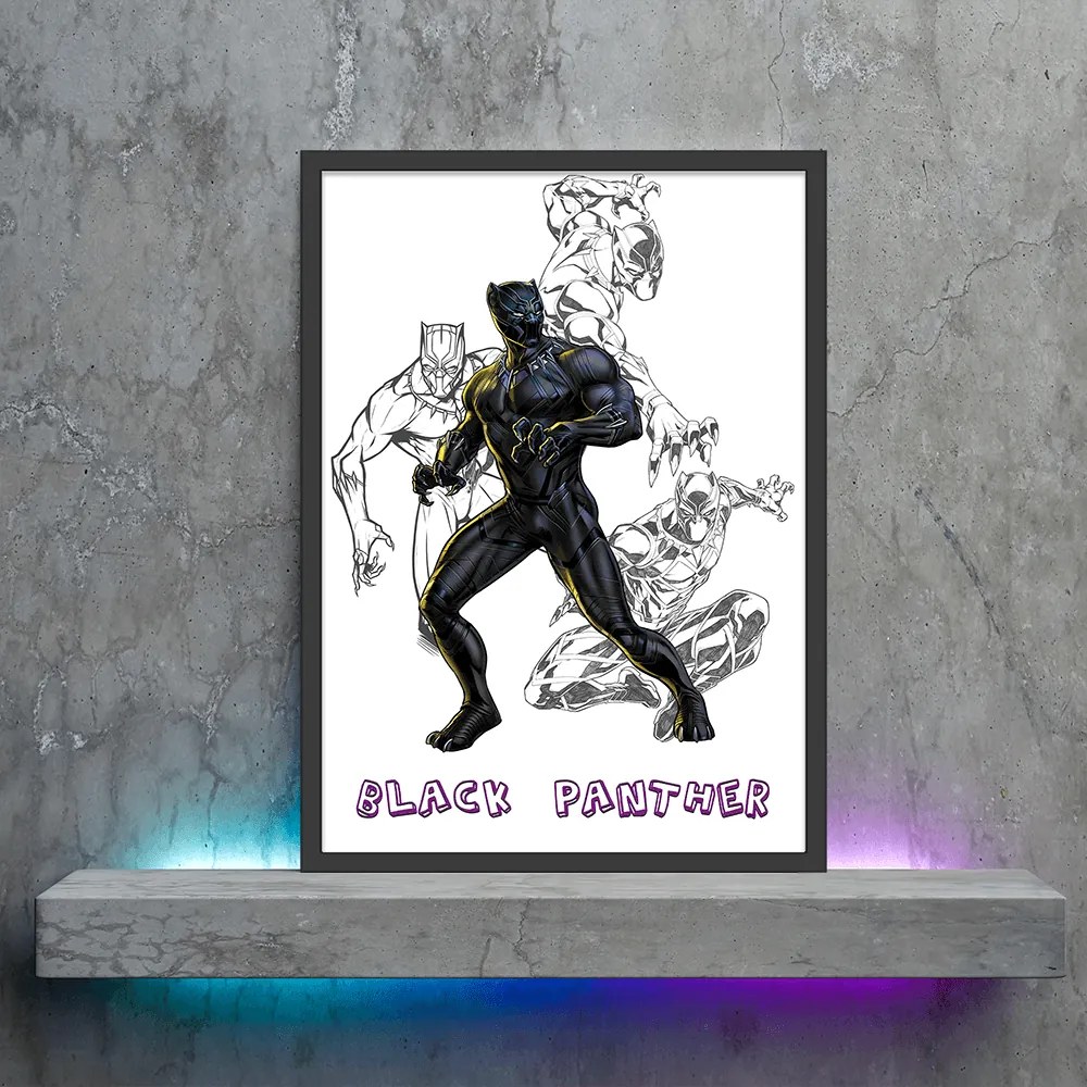 Πόστερ &amp;  Κάδρο Comic Black Panther CM025 30x40cm Μαύρο Ξύλινο Κάδρο (με πόστερ)