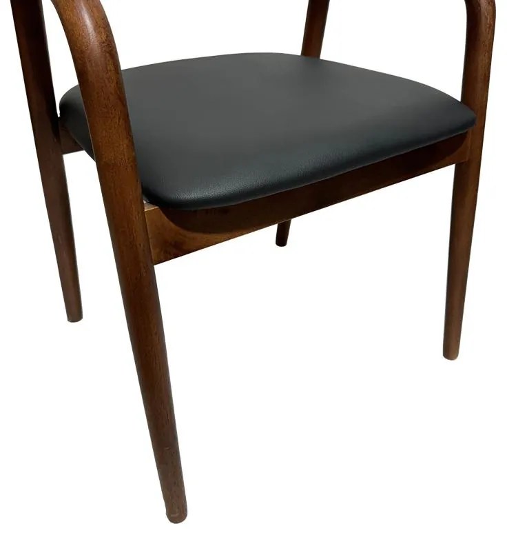 Καρέκλα Πολυθρόνα Hogie rubberwood σε καφέ απόχρωση με μαύρο pu μαξιλάρι 61x60x76εκ 2αδα 61x60x76 εκ.