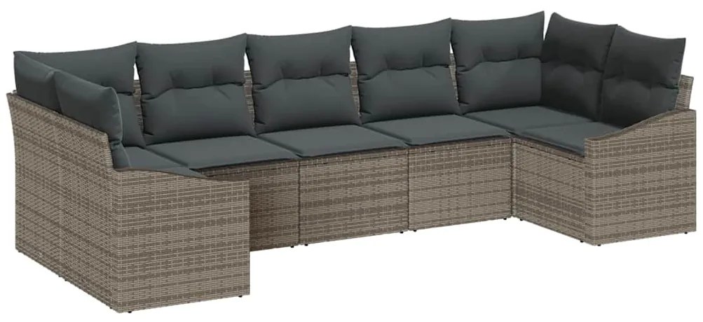 vidaXL Σετ Καναπέ Κήπου 7 pcs Γκρι Πολυ ράταν