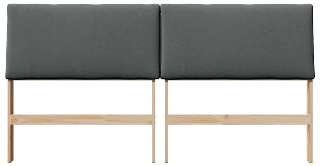 vidaXL Ταπετσαρισμένο κεφαλάρι Σκούρο Γκρι 200 cm Στερεά ξυλεία πεύκου