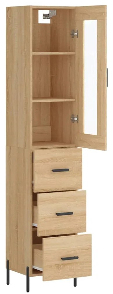 vidaXL Μπουφές Sonoma δρυς 34,5 x 34 x 180 εκ. από Επεξεργασμένο Ξύλο