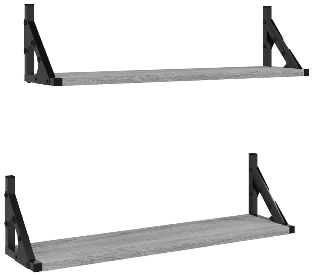 vidaXL Ράφια Τοίχου 2 τεμ. Γκρι Sonoma 60 x 15 x 15,5 εκ.