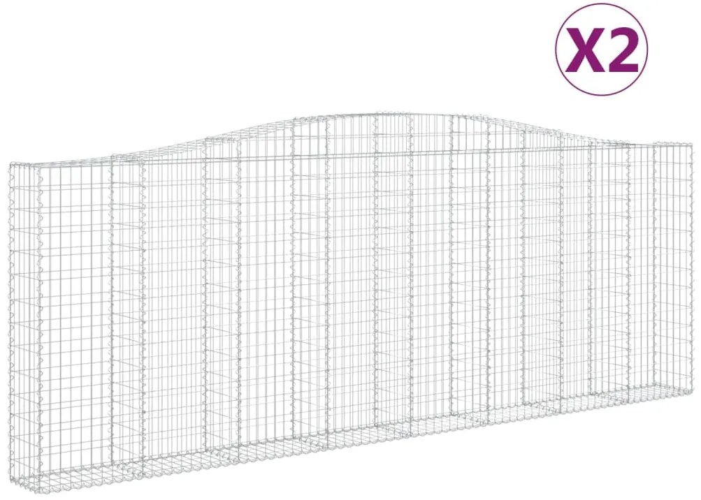 vidaXL Συρματοκιβώτια Τοξωτά 2 τεμ. 400x30x140/160 εκ. Γαλβαν. Ατσάλι