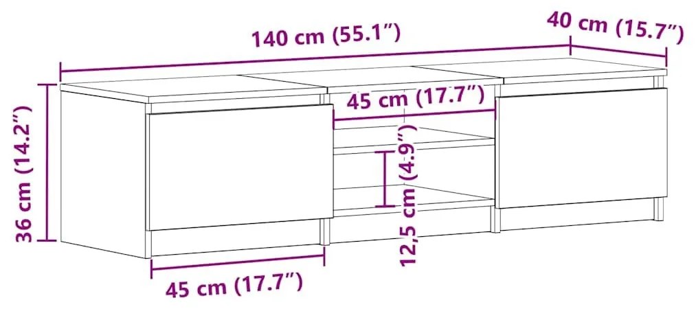 ντουλάπι τηλεόρασης Artisan Oak 140x40x36cm Κατασκευασμένο ξύλο - Καφέ