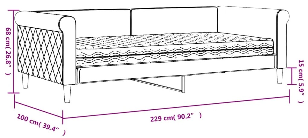 Καναπέ Κρεβάτι με Στρώμα Σκούρο Γκρι 90 x 200 εκ. Βελούδινος - Γκρι