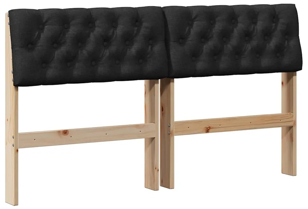 vidaXL Ταπετσαρισμένο κεφαλάρι Μαύρο 160 cm Στερεά ξυλεία πεύκου