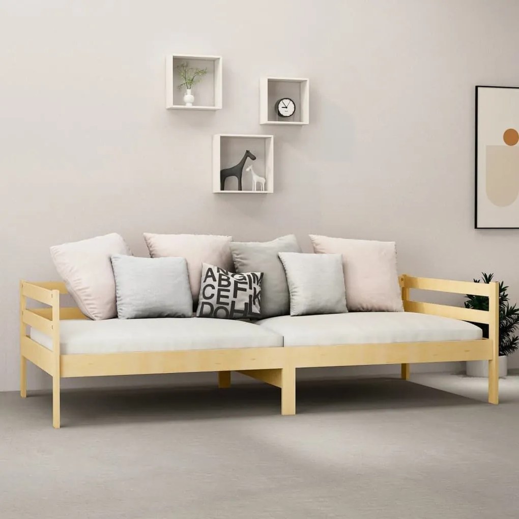 Καναπές Κρεβάτι από Μασίφ Ξύλο Πεύκου 90 x 200 εκ. - Καφέ