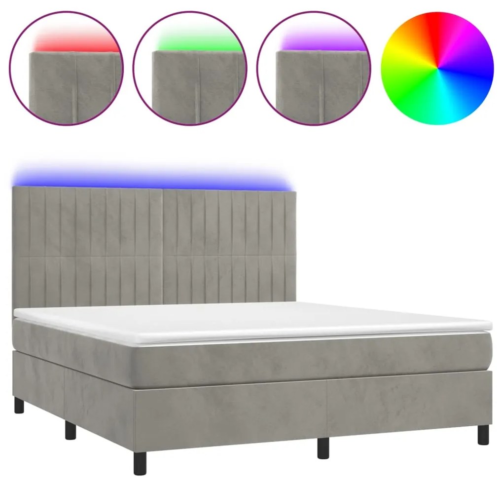 ΚΡΕΒΑΤΙ BOXSPRING ΜΕ ΣΤΡΩΜΑ &amp; LED ΑΝ.ΓΚΡΙ 180X200 ΕΚ. ΒΕΛΟΥΔΙΝΟ 3136257