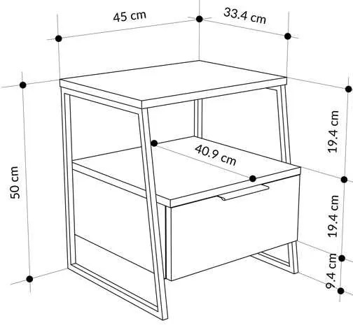 Κομοδίνο Johana pakoworld μαύρο-λευκό 45x40x50εκ