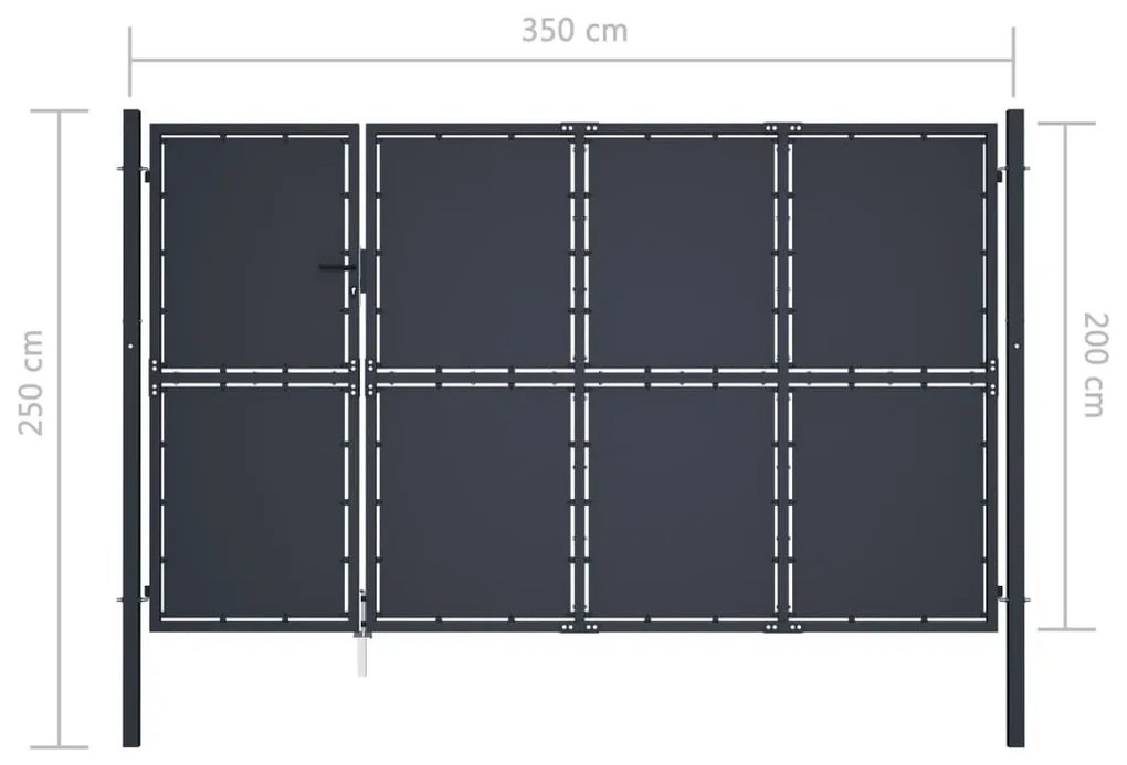 Πόρτα Περίφραξης Κήπου Ανθρακί 350 x 200 εκ. Ατσάλινη - Ανθρακί