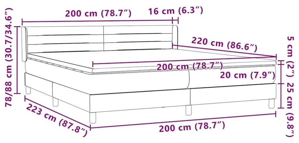 Box Spring κρεβάτι με στρώμα σκούρο μπλε 200x220 cm Βελούδινο - Μπλε