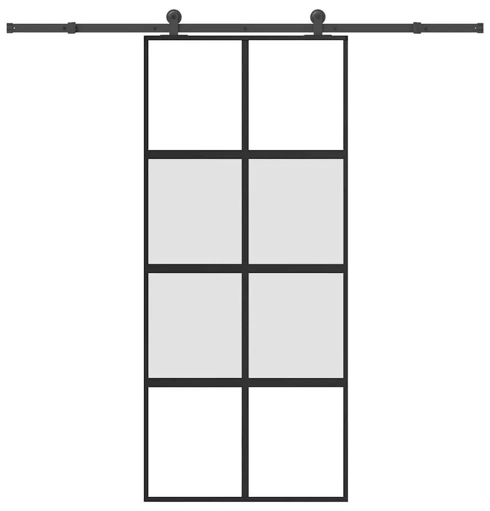 vidaXL Συρόμενη πόρτα με σετ υλικού 90x205 cm από γυαλί και αλουμίνιο