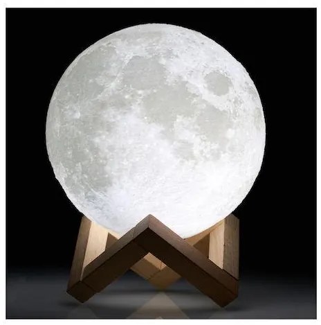3D Large Moon light lamp επαναφορτιζόμενη (διάμετρος 18εκ,ύψος 22εκ με τη βάση)