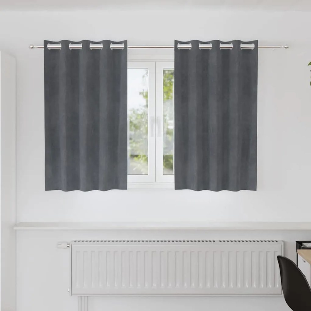 vidaXL Κουρτίνες με κουρτίνες 2 pcs Ανοιχτό γκρι 140 x 140 cm Βελούδο