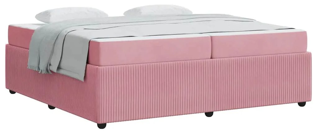 vidaXL Σκελετός Κρεβατιού με στρώμα Ροζ 200 x 200 cm ύφασμα