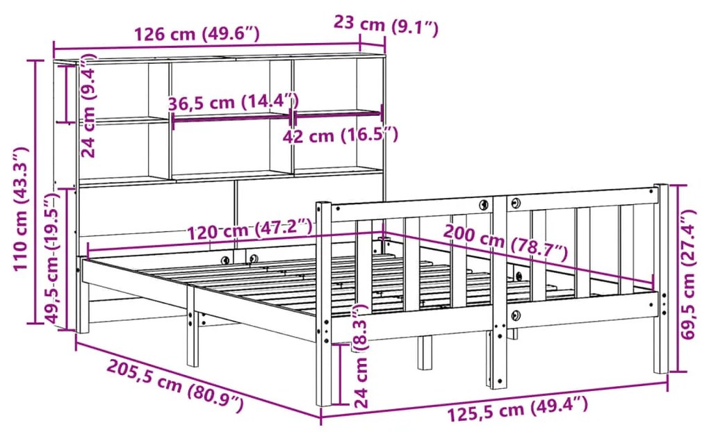 ΚΡΕΒΑΤΙ ΒΙΒΛΙΟΘΗΚΗ ΧΩΡΙΣ ΣΤΡΩΜΑ 120X200 ΕΚ ΜΑΣΙΦ ΞΥΛΟ ΠΕΥΚΟ 3321702