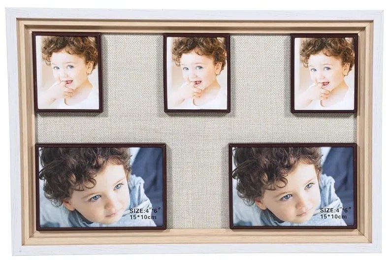 Κορνίζα 5 Θέσεων 373-91-902 25x40 8266-5 Beige Wood