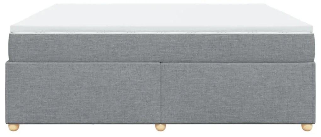 Κρεβάτι Boxspring με Στρώμα Ανοιχτό Γκρι 200x200 εκ. Υφασμάτινο - Γκρι