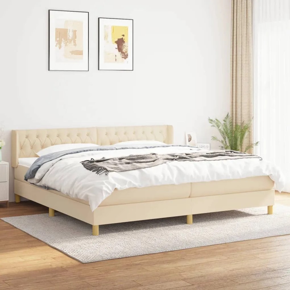 ΚΡΕΒΑΤΙ BOXSPRING ΜΕ ΣΤΡΩΜΑ ΚΡΕΜ 160X200 ΕΚ. ΥΦΑΣΜΑΤΙΝΟ 3130526