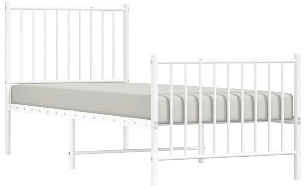 vidaXL Πλαίσιο Κρεβατιού με Κεφαλάρι/Ποδαρικό Λευκό 80x200 εκ. Μέταλλο