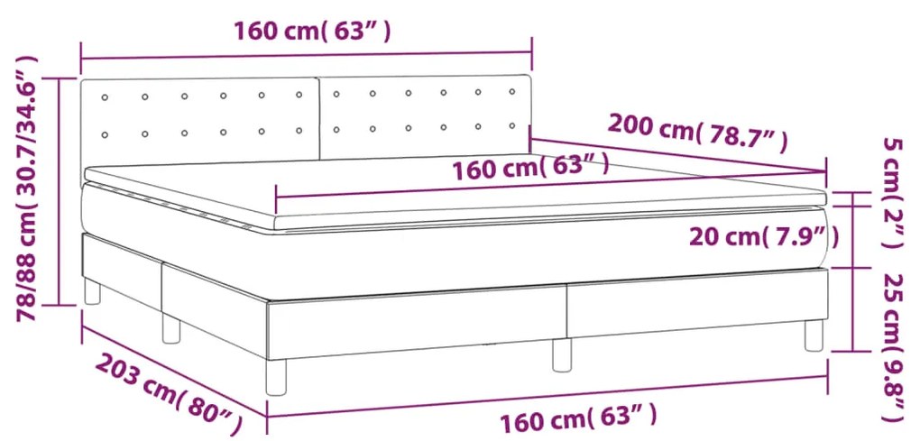 ΚΡΕΒΑΤΙ BOXSPRING ΜΕ ΣΤΡΩΜΑ &amp; LED ΣΚ. ΠΡΑΣΙΝΟ 160X200ΕΚ ΒΕΛΟΥΔΟ 3134654