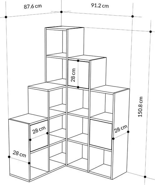 Βιβλιοθήκη Paleo φυσικό μελανίνη 150.8x28x150.8εκ