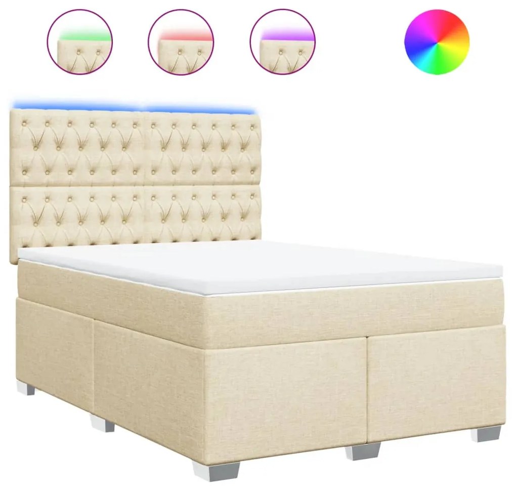 ΚΡΕΒΑΤΙ BOXSPRING ΜΕ ΣΤΡΩΜΑ ΚΡΕΜ 160X200 ΕΚ. ΥΦΑΣΜΑΤΙΝΟ 3292851