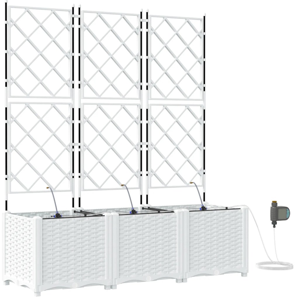 vidaXL Γλάστρες Κήπου 1 τεμ Καφασωτό Λευκό 120 x 40 x 142 cm Πλαστικό