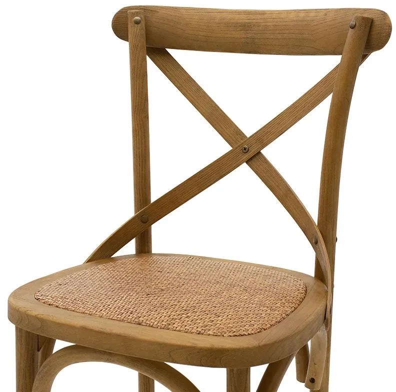 Σκαμπό μπαρ Reid ξύλο ανοιχτό καρυδί-έδρα καφέ rattan 45x52x116 εκ.