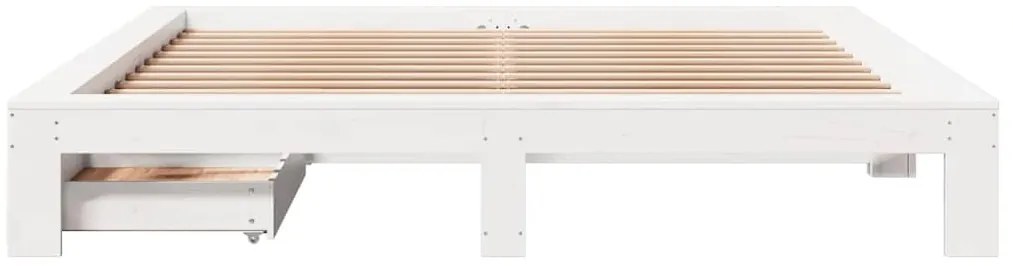 vidaXL Σκελετός Κρεβ. Χωρίς Στρώμα Λευκό 200x200 εκ Μασίφ Πεύκο
