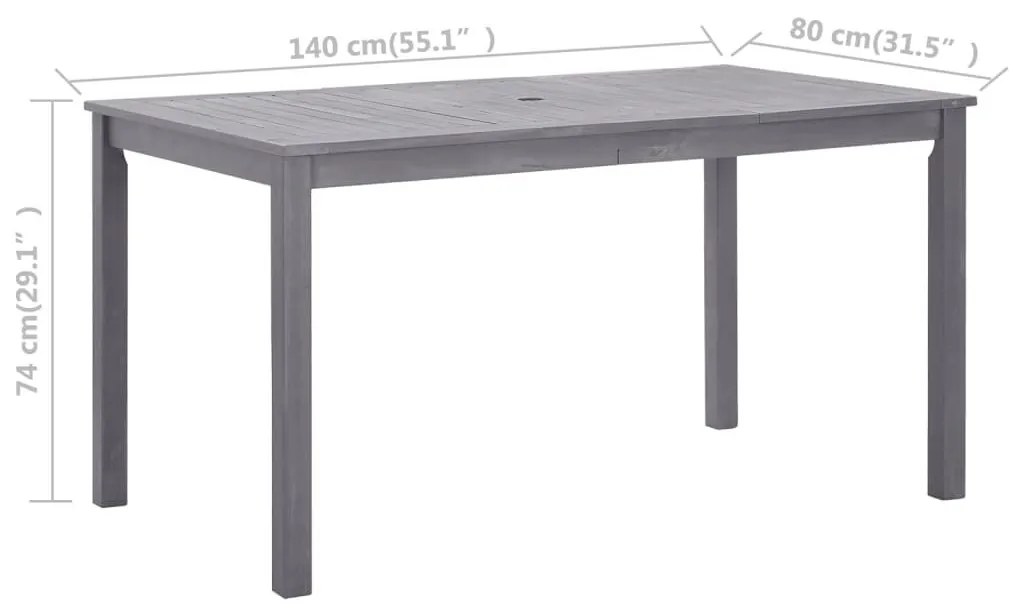 Τραπέζι Κήπου Γκρι Πατίνα 140x80x74 εκ. από Μασίφ Ξύλο Ακακίας - Γκρι