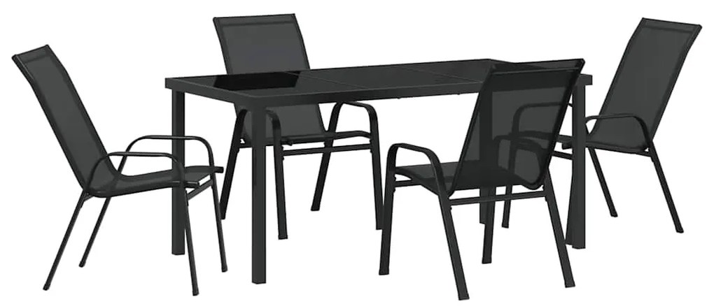 vidaXL Σέτ φαγητού για κήπο 5 pcs Μαύρο Ατσάλι με Πούδρα