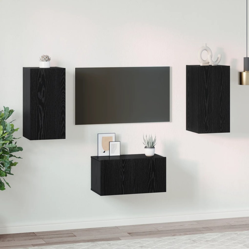 vidaXL Σετ επίπλου τηλεόρασης 3 pcs Μαύρη Δρυς 60 x 30 x 30.5 εκ.