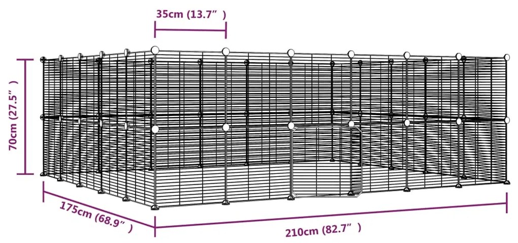 vidaXL Κλουβί Κατοικίδιων με 44 Πάνελ + Πόρτα Μαύρο 35 x 35εκ Ατσάλινο