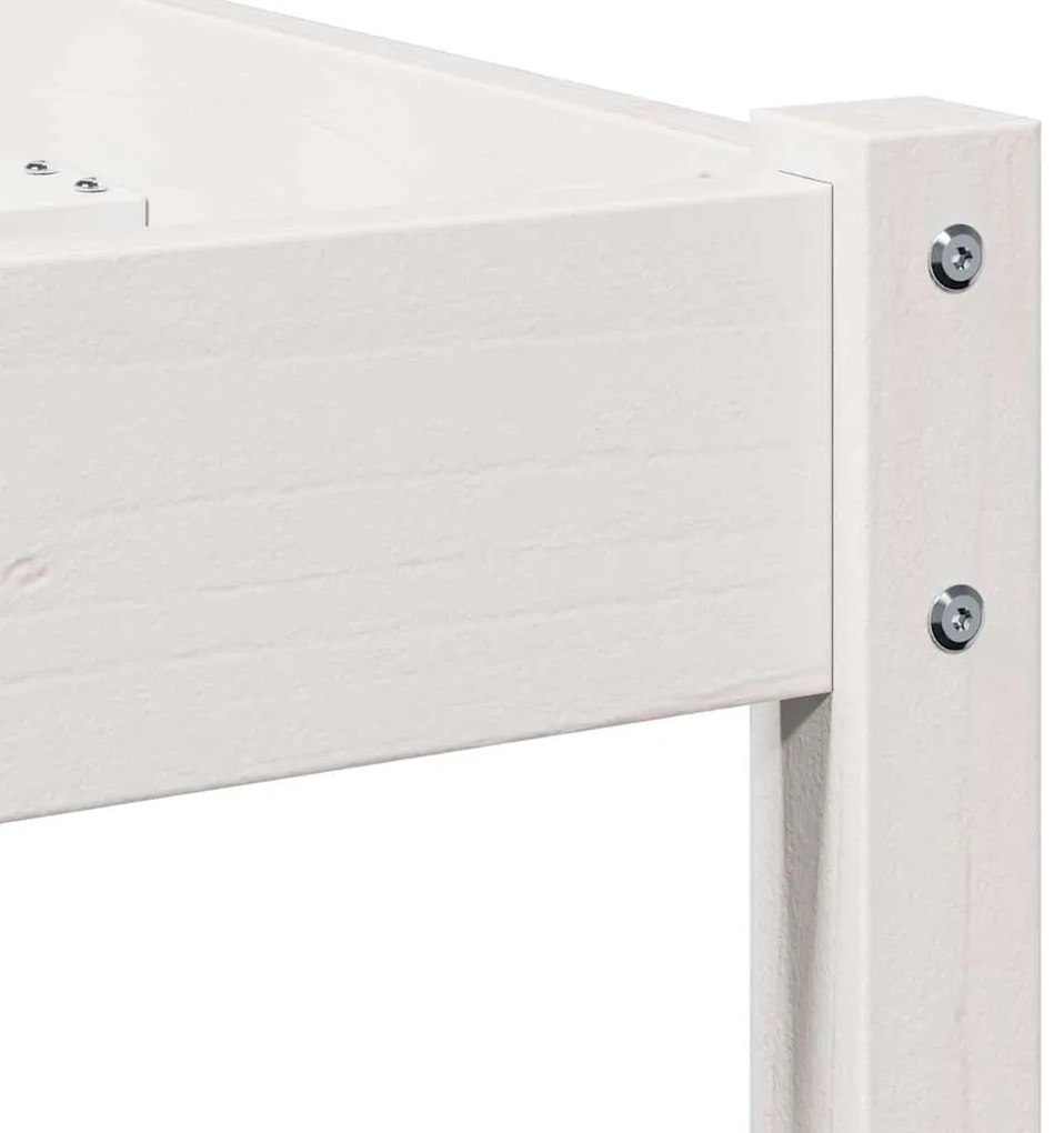 vidaXL Κρεβάτι με κεφαλάρι Λευκό 210 x 140 εκ Μασίφ ξύλο πεύκου