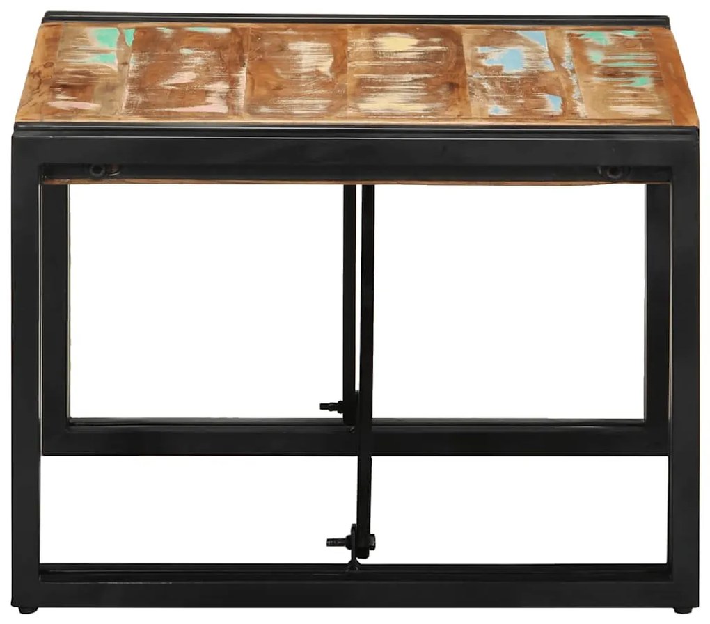 Τραπεζάκι σαλονιού πολύχρωμο 50x50x35cm Ξύλο μασίφ ανακυκλωμένο - Πολύχρωμο
