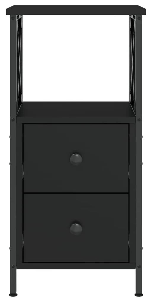 Κομοδίνα 2 Τεμ. Μαύρα 34 x 35,5 x 70 εκ. από Επεξεργασμένο Ξύλο - Μαύρο
