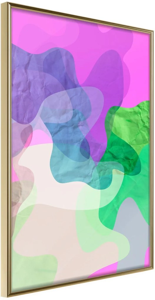 Αφίσα - Colourful Camouflage (Pink) - 20x30 - Χρυσό - Χωρίς πασπαρτού