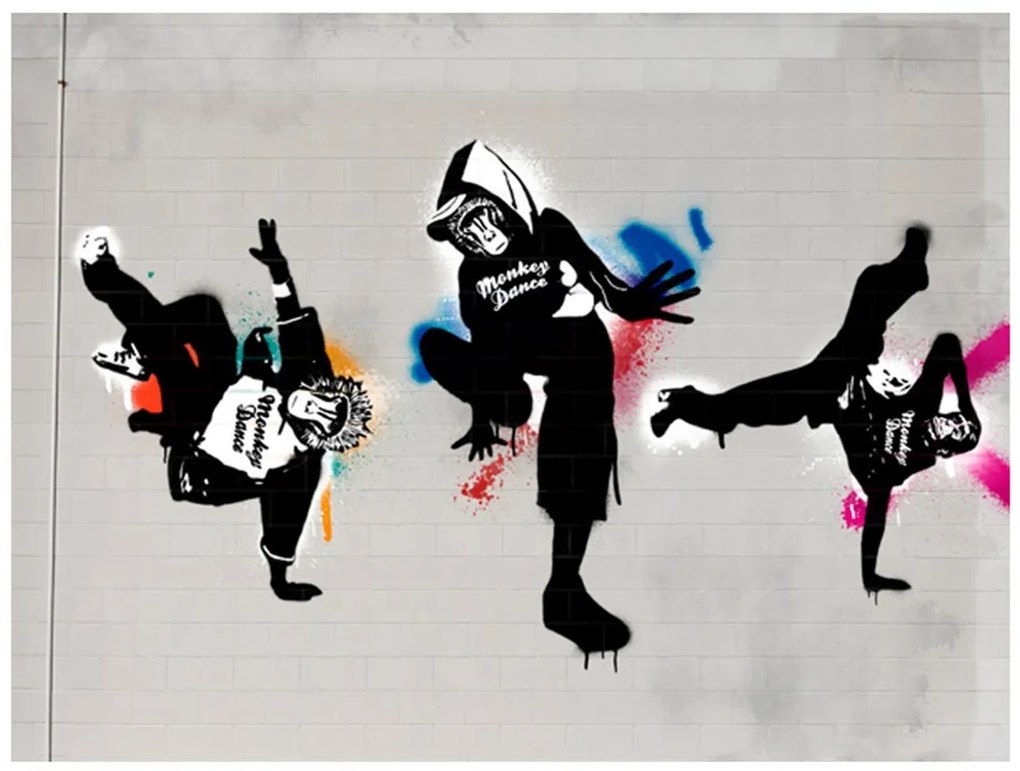 Φωτοταπετσαρία - Monkey dance - street art 200x154