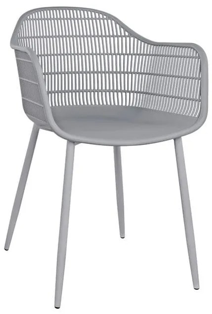 Πολυθρόνα Hadi Grey 61x57x85Υ εκ. HM8511.10 Σετ 4τμχ Metal, Polypropylene
