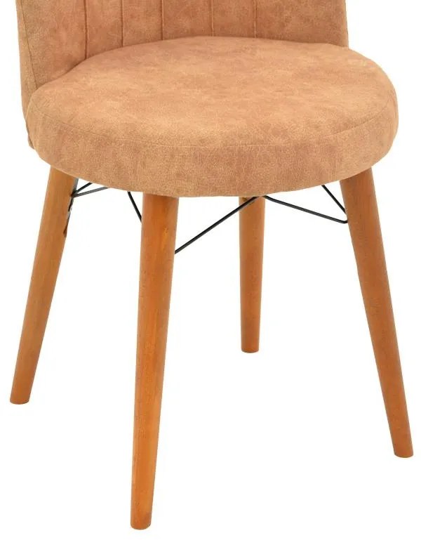 Καρέκλα Nevis I antique καφέ ύφασμα-καρυδί πόδι 4αδα 47x50x91 εκ.