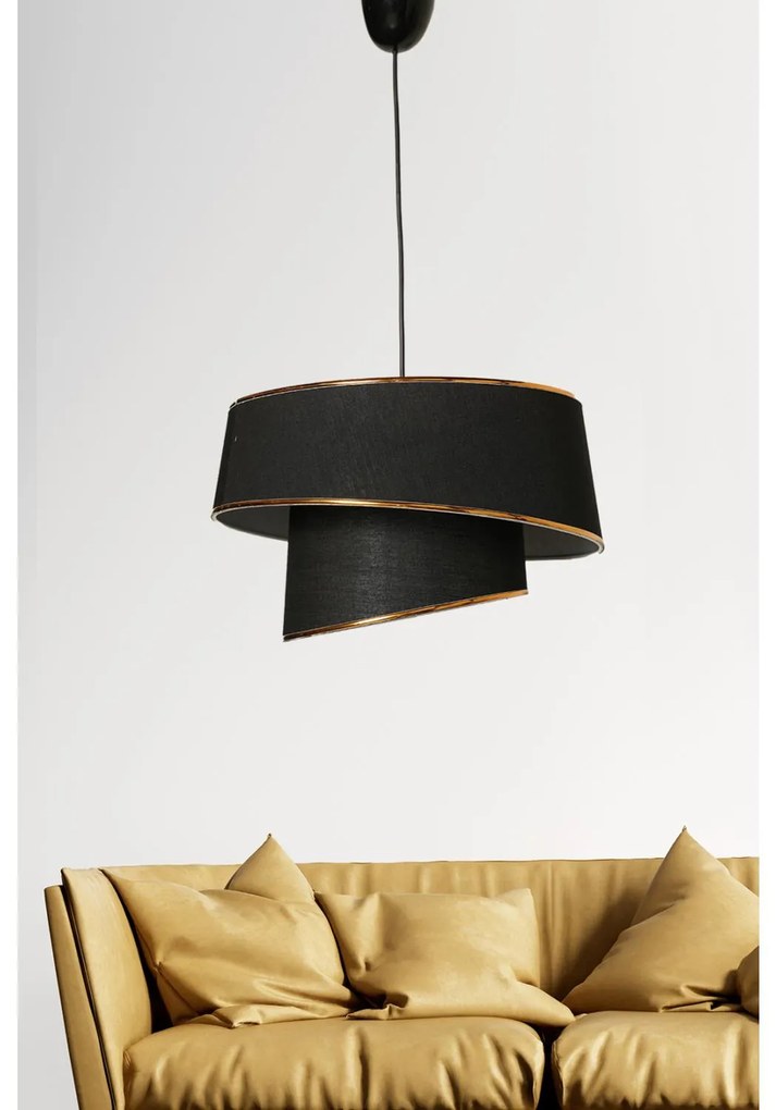 Φωτιστικό οροφής Κρεμαστό C7356.03 Μέταλλο και Ύφασμα Μαύρο Φ32x70Υ εκ. 32x32x70 εκ.