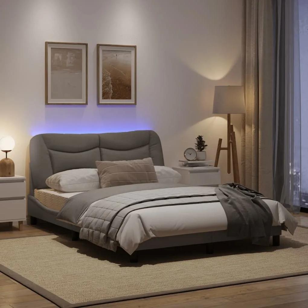 Πλαίσιο Κρεβατιού με LED Taupe 140x190 εκ. Υφασμάτινο - Μπεζ-Γκρι