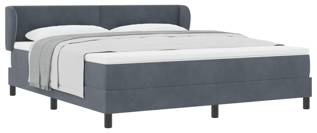 vidaXL Κρεβάτι Box Spring με Στρώμα Σκούρο Γκρι 180x200 εκ. Βελούδο