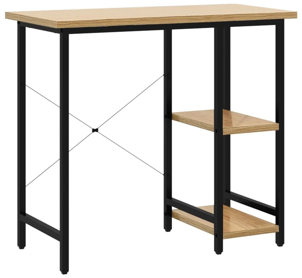 vidaXL Γραφείο Υπολογιστή Μαύρο/Ανοιχτ. Δρυς 80x40x72εκ MDF & Μέταλλο