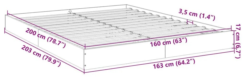 Πλαίσιο κρεβατιού χωρίς στρώμα 160x200 εκ. Επεξεργασμένο Ξύλο - Μαύρο