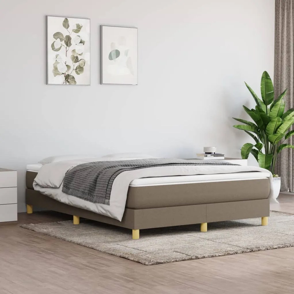 vidaXL Κρεβάτι Boxspring με Στρώμα Taupe 140x200 εκ. Υφασμάτινο