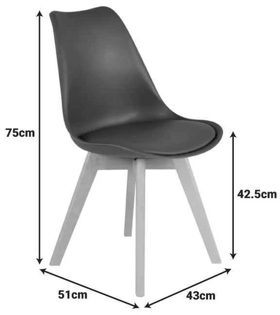 Καρέκλα Gaston PP-PU καφέ απόχρωση με φυσικό πόδι 43x51x75εκ. 43x51x75 εκ.