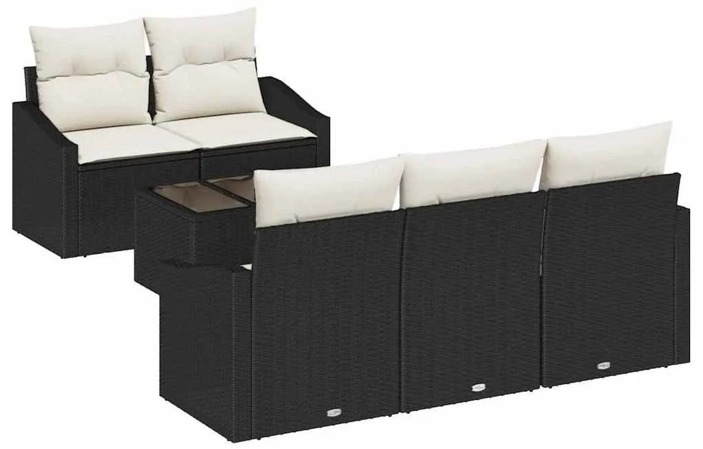 vidaXL Σετ Καναπέ Κήπου με μαξιλάρι 6 pcs Μαύρο, Κρέμα 55 x 55 x 37 εκ