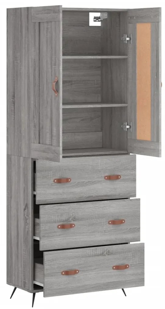 vidaXL Ντουλάπι Γκρι Sonoma 69,5 x 34 x 180 εκ. Επεξεργασμένο Ξύλο